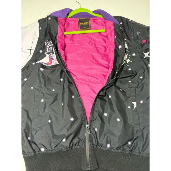 Jewel House Coldest in Town Embellished Black Purple Bomber Jacket Sz M See Note - Picture 11 of 12